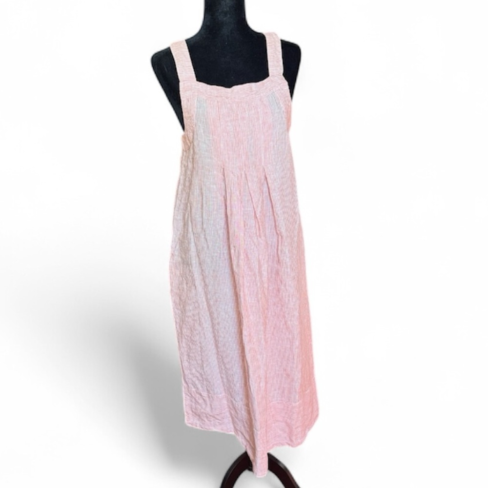 Faherty Pink Striped Maxi Linen Dress